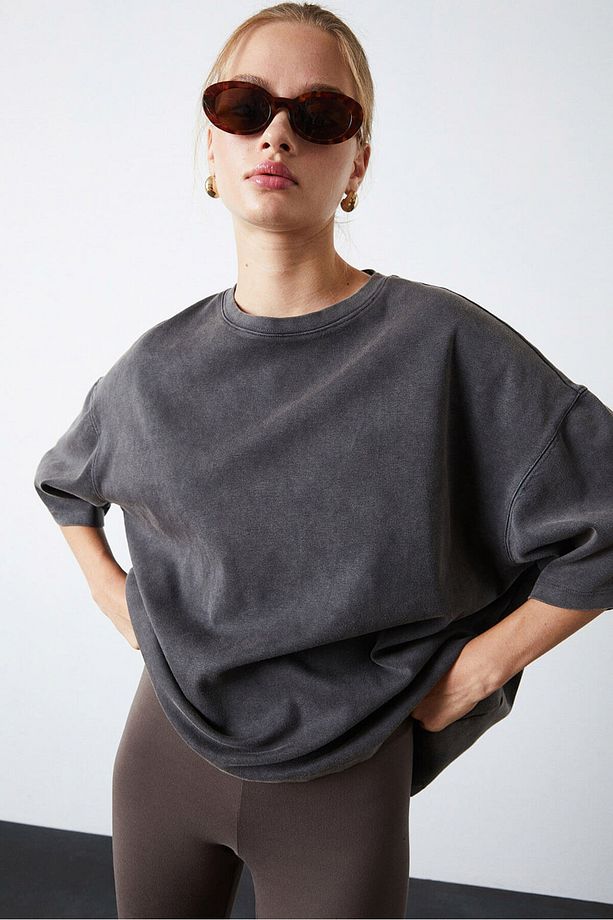 Yıkamalı Oversize Basic Tshirt - 2