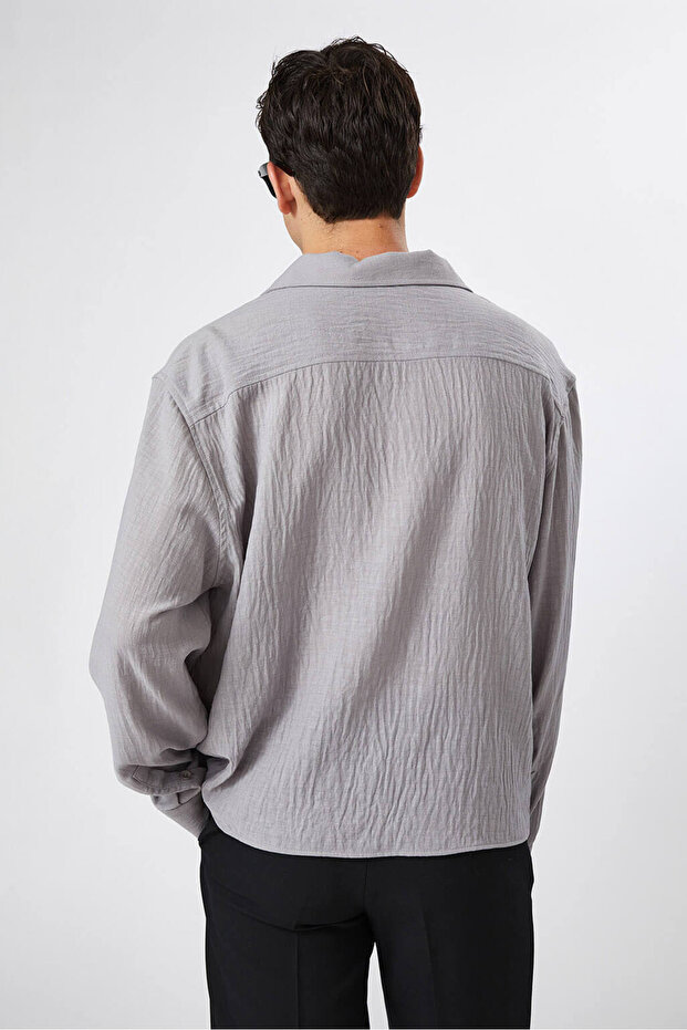 Keten Görünümlü Gömlek - 5