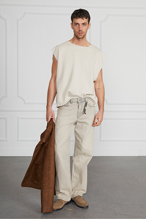 Yıkamalı Kısa Kollu Sweatshirt - 1