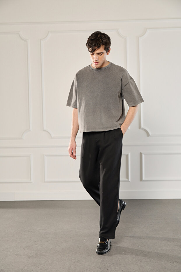 Pileli Lastikli Pantolon - 1