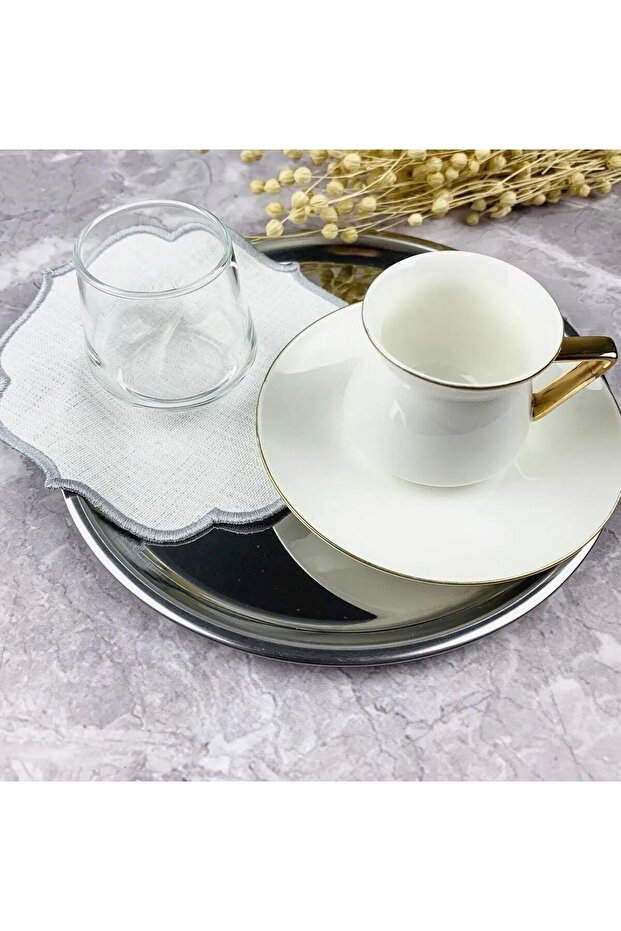 Set of 6 Linen Fabric Embroidered Single-Wrap Coffee Side Cocktail Napkins & Coasters Suitable for Embroidery.