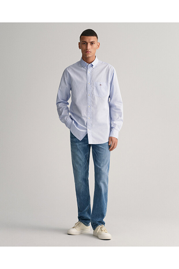 Erkek Mavi Regular Fit Logolu Gömlek - 2