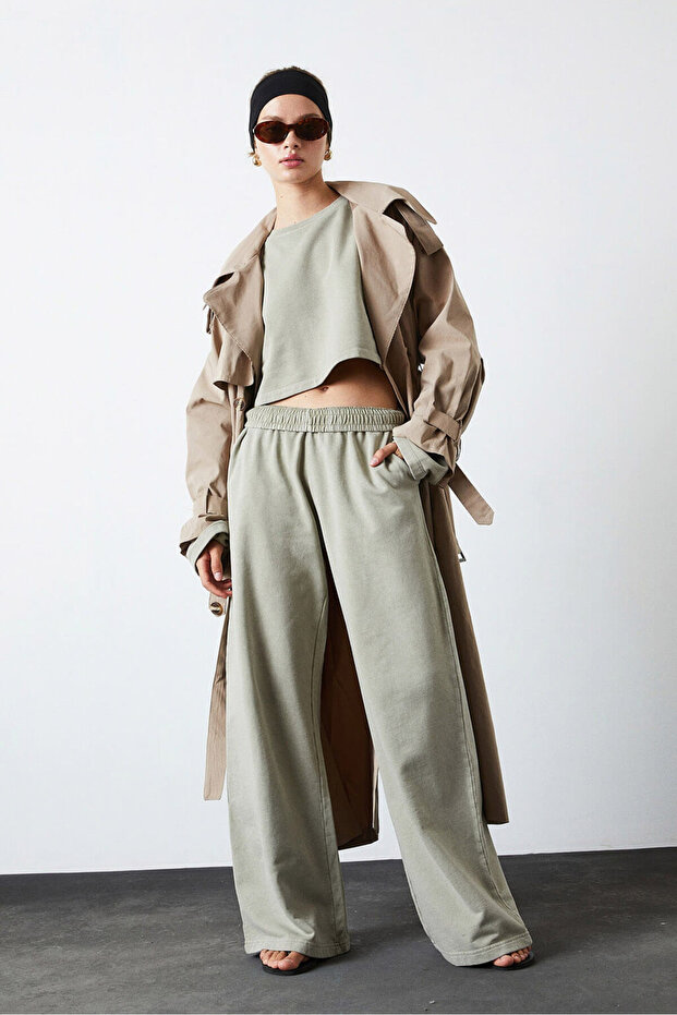 Yıkamalı Crop Sweatshirt - 1