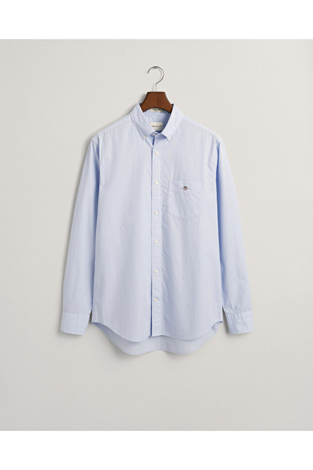 Erkek Mavi Regular Fit Logolu Gömlek - 4