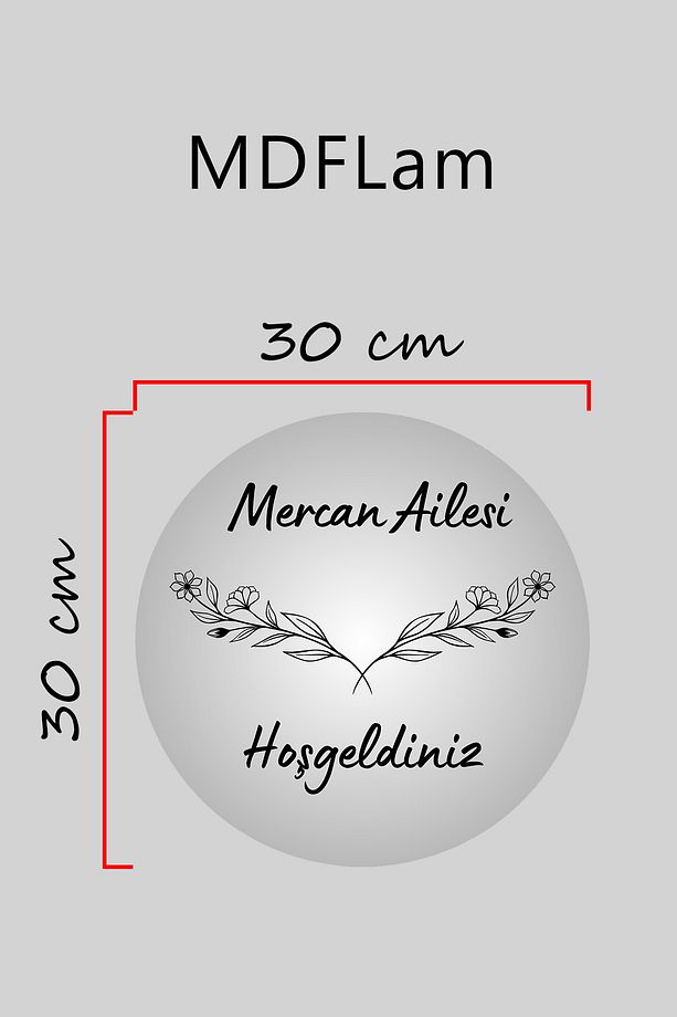 Dijital Baskı gri, kişiye özel çiçek dallı desenli Kapı süsü, Duvar Süsü - 3
