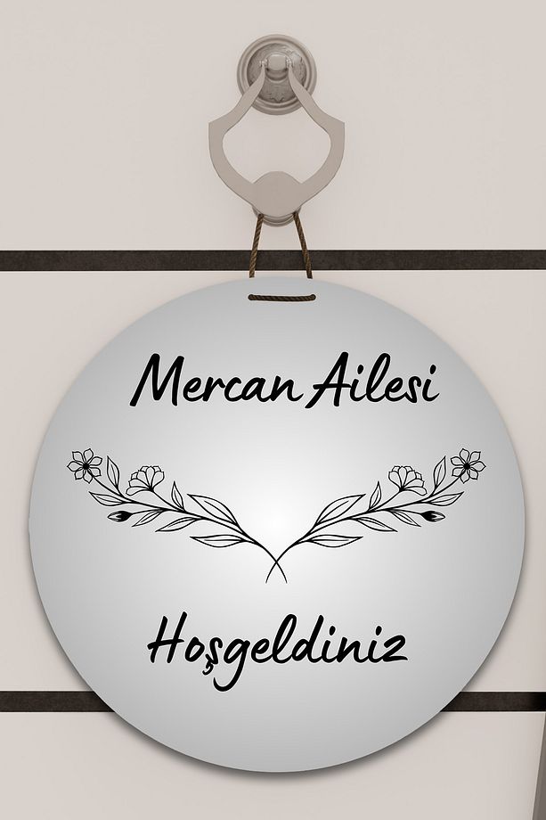 Dijital Baskı gri, kişiye özel çiçek dallı desenli Kapı süsü, Duvar Süsü - 1