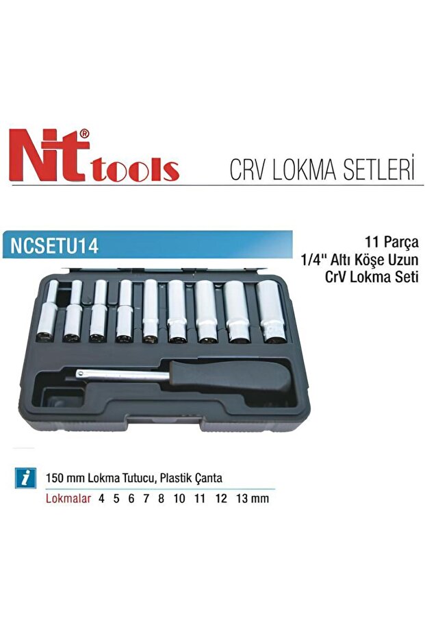 Nt Tools 11 Parça 1/4" Uzun Altıköşe Lokma Seti Ncsetu14 - 2