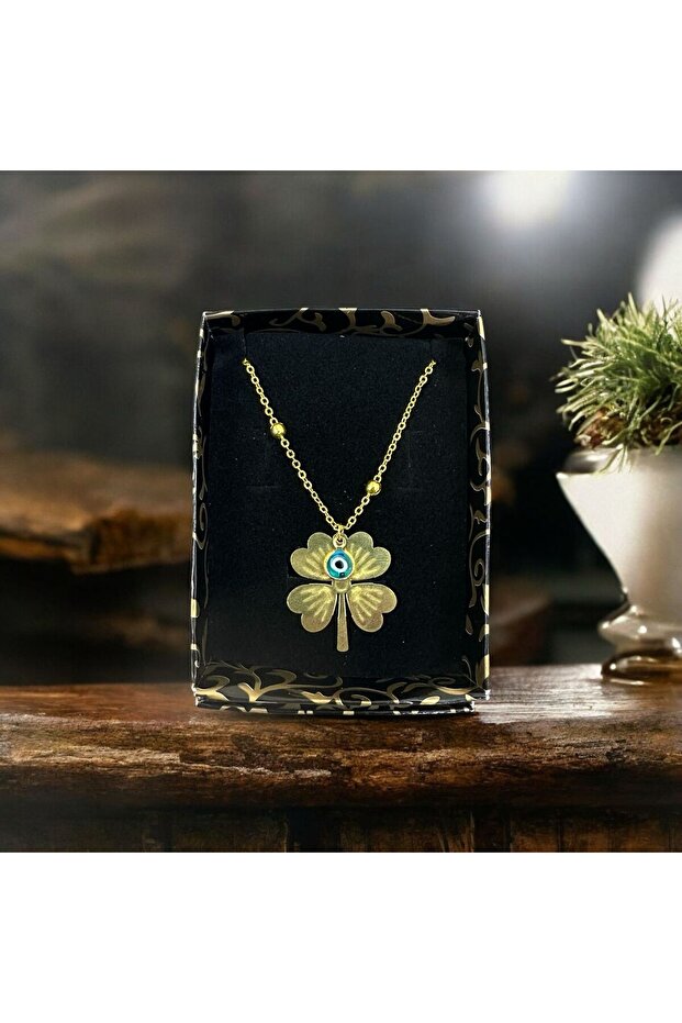 Çelik Kolye Yoncalı Kolye - 2