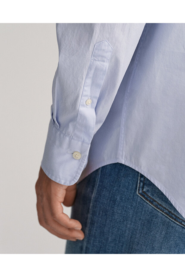 Erkek Mavi Regular Fit Logolu Gömlek - 7