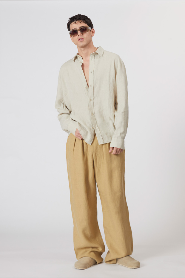 %100 Keten Lastikli Pantolon - 2