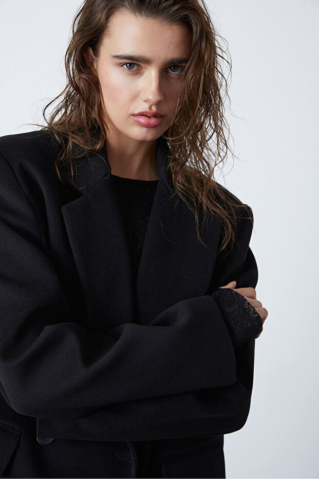 Kruvaze Kaşe Ceket - 2