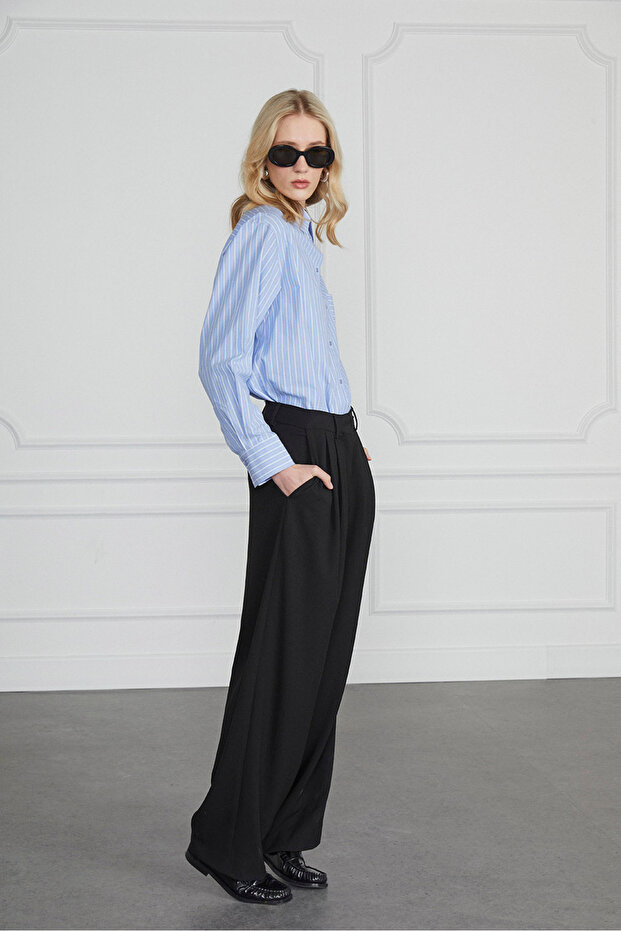 Çizgili Cepli Gömlek - 1