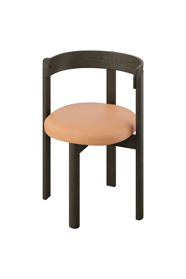 döşemeli ahşap sandalye, meşe-deri - 1