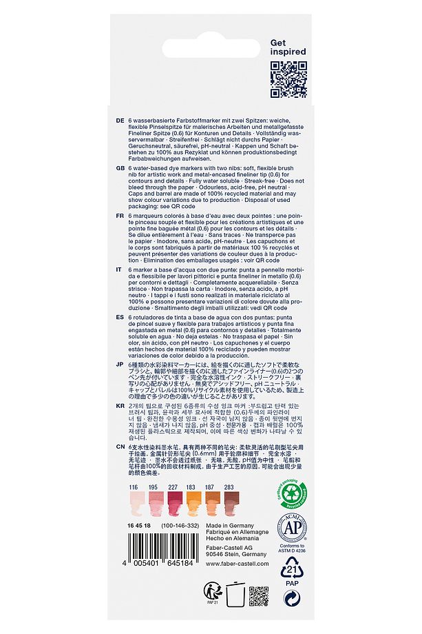 Goldfaber Aqua Çift Uç Markör 6'lı Kaligrafi Fırça ve Fineliner Çift Uç Solmaya Dayanıklı Mürekkep - 4