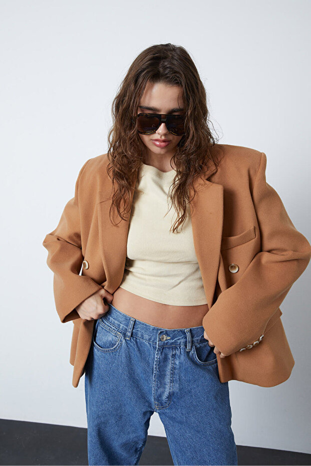 Kruvaze Kaşe Ceket - 2