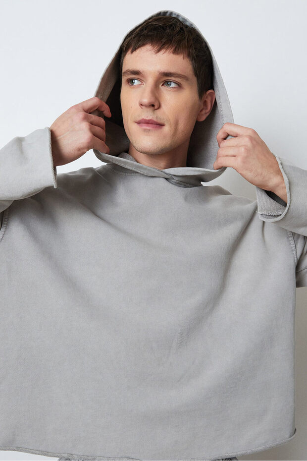 Yıkamalı Kapüşonlu Sweatshirt - 4
