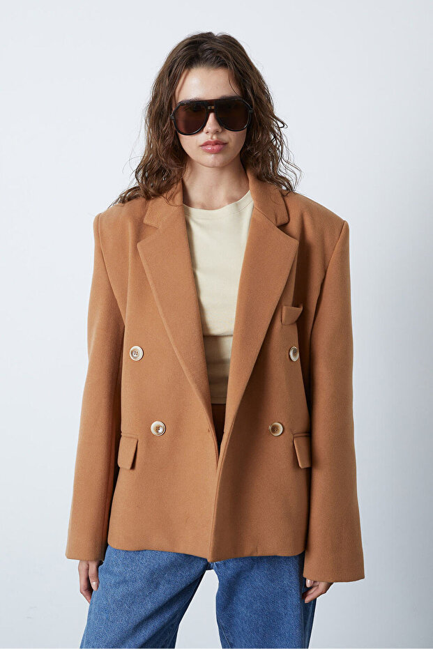 Kruvaze Kaşe Ceket - 3