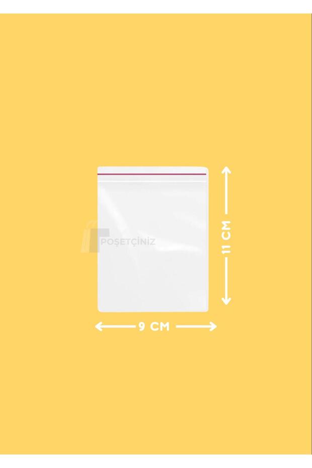 POSETCİNİZ Kilitli Şeffaf Poşet 9x11 Cm 100 Adet Saklama Poşeti - 1