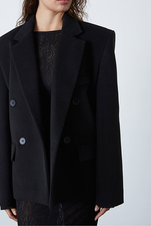 Kruvaze Kaşe Ceket - 4