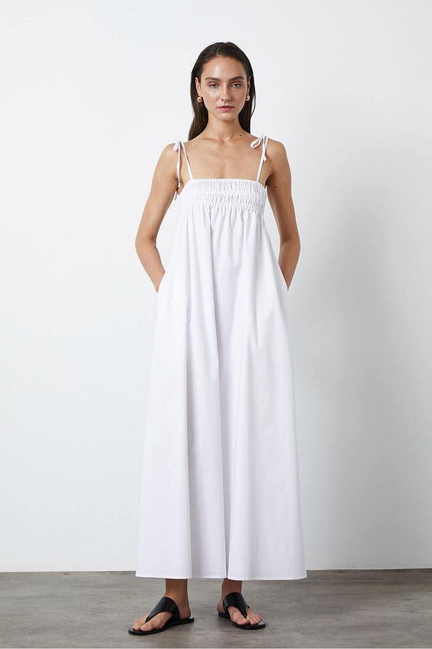 Askılı Maxi Poplin Elbise - 2