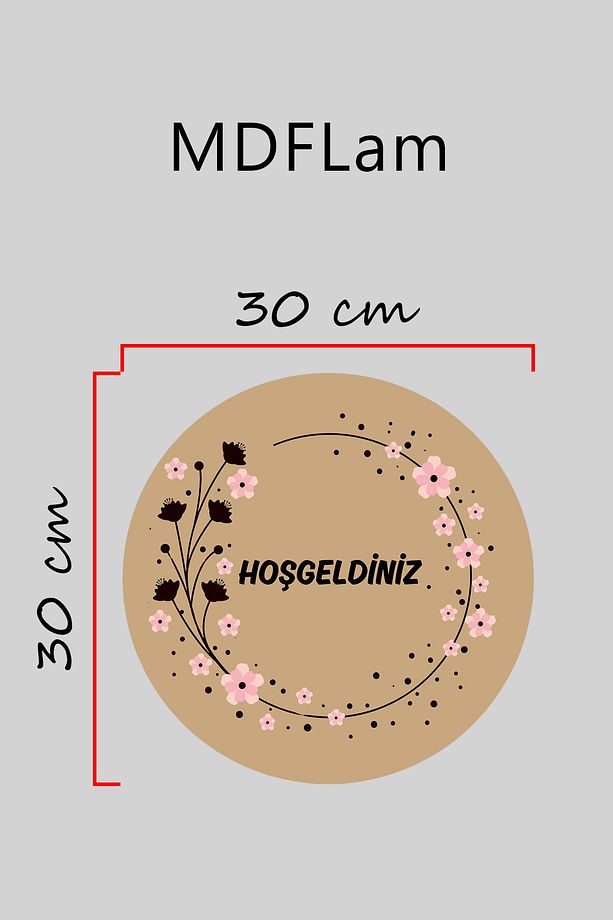 Dijital Baskı kahve pembe çiçek desenli Kapı süsü, Duvar Süsü - 3
