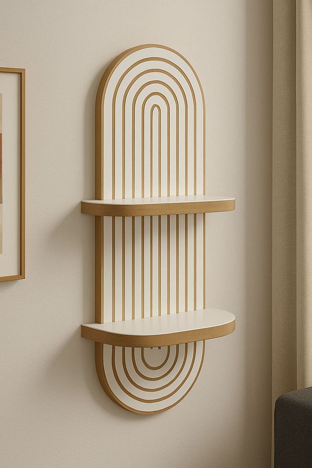 Arya dekoratif duvar rafı balkon dekor rafı mdf beyaz 70*20 cm - 2