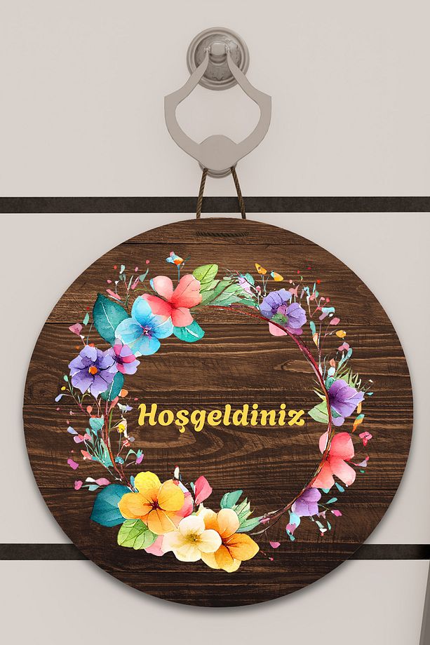 Dijital Baskı ahşap, renkli çiçek desenli Kapı süsü, Duvar Süsü - 1