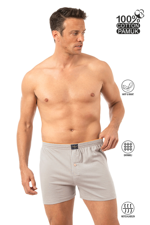 Özkan 0041 Men's 100% Cotton Ribbed Classic Comfortable Cut Towel Waist Single Jersey Combed Cotton Boxer