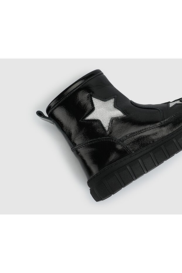 Siyah Deri Kız Çocuk Bot - 5