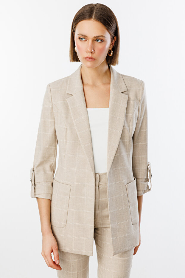 Ekoseli Torba Cepli Ceket - 1