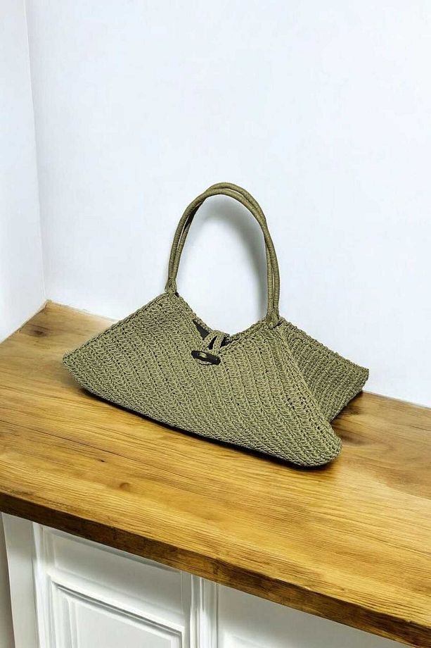 El Örgüsü Astarlı Kağıt Ip Elegan Çanta - 7