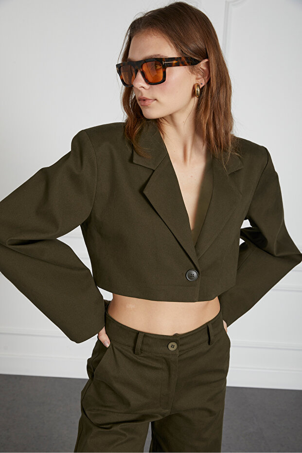 Balon Kol Crop Ceket - 1