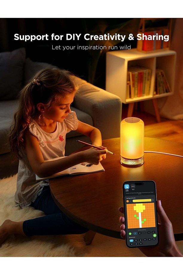 Masa Lambası LED Gece Lambası Dokunmatik, Alexa Kontrollü, RGBICWW, 64 Sahne Modu - 5