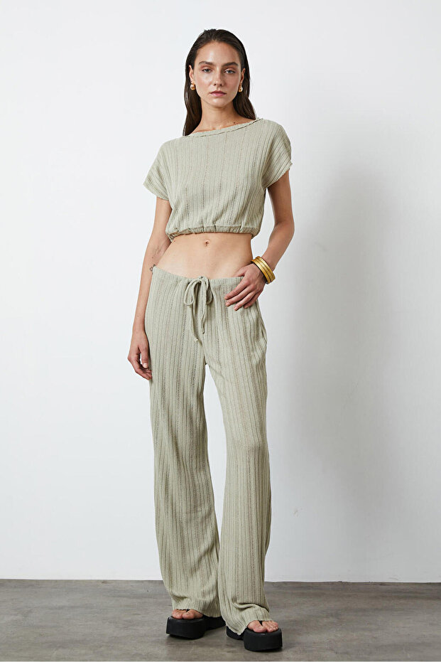 Kayık Yaka Crop Bluz - 2