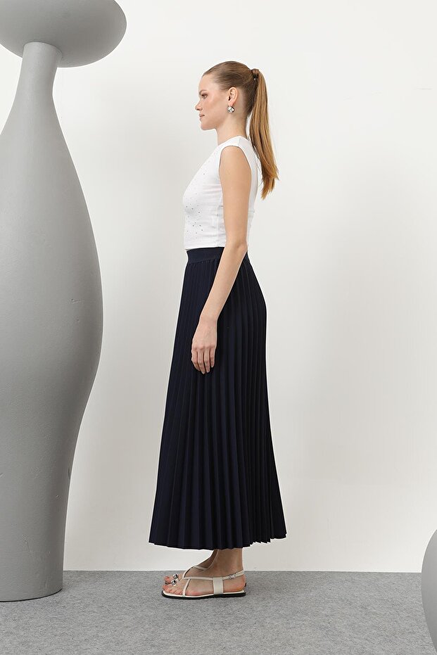 Kadın Pliseli Etek - 18232RTK - NAVY - 3