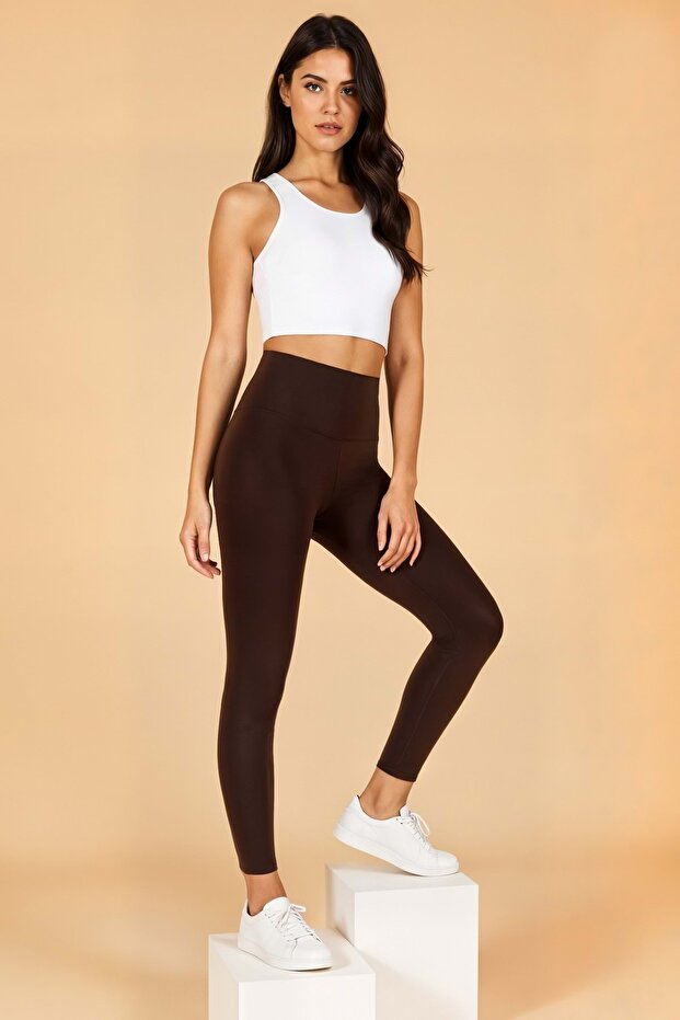 DS PERA BRĄZOWE LEGGINSY Wysoki stan, wyszczuplające i elastyczne - 2