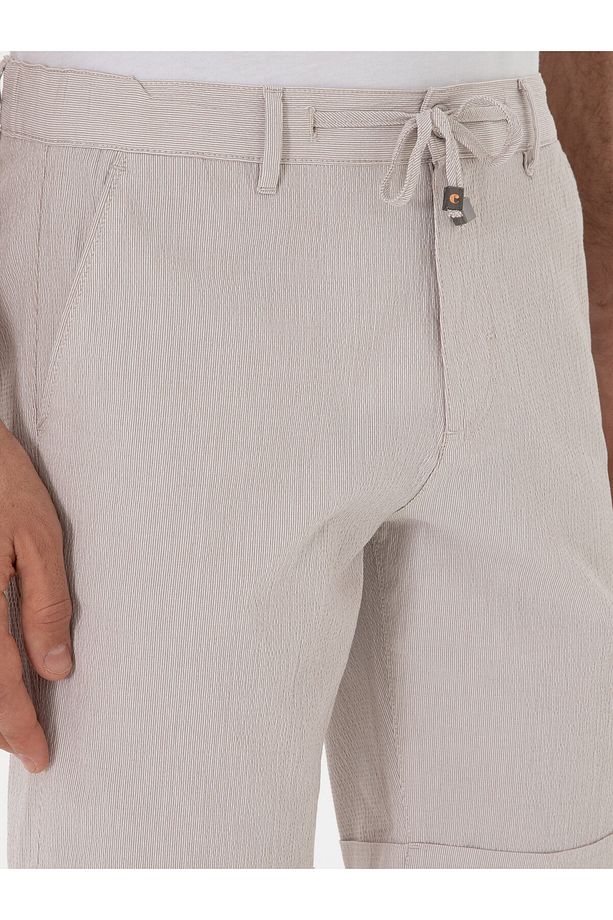 Bej Regular Fit Pamuk Karışımlı Beli Bağcıklı Bermuda Şort 50305669-vr011 - 5