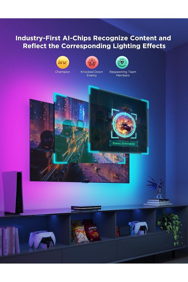 HDMI 2.1 Sync Box AI Kit 2, 8K@60Hz, 4K@144Hz, VRR, RGBIC LED, TV Arka Plan Aydınlatması - 5