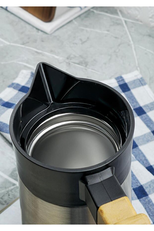 Bambu Saplı Çelik Termos - Bambu Saplı Çay Termosu - 2 Litre - 3