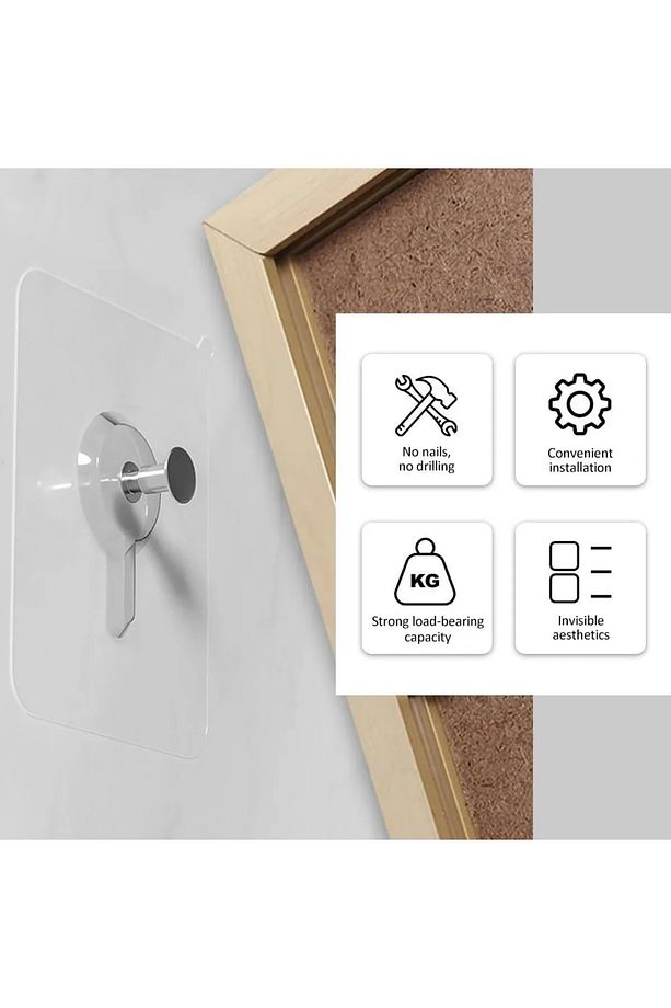 Mithra Life 5 Adet Şeffaf Yapışkanlı Duvar Tablo Çerçeve Vida Çivisi Askısı MIT1195 - 3