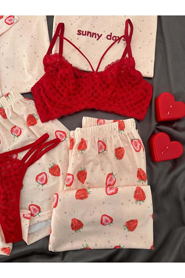 Çilek Devri 6’lı Kısa Kollu Pijama Seti - 3