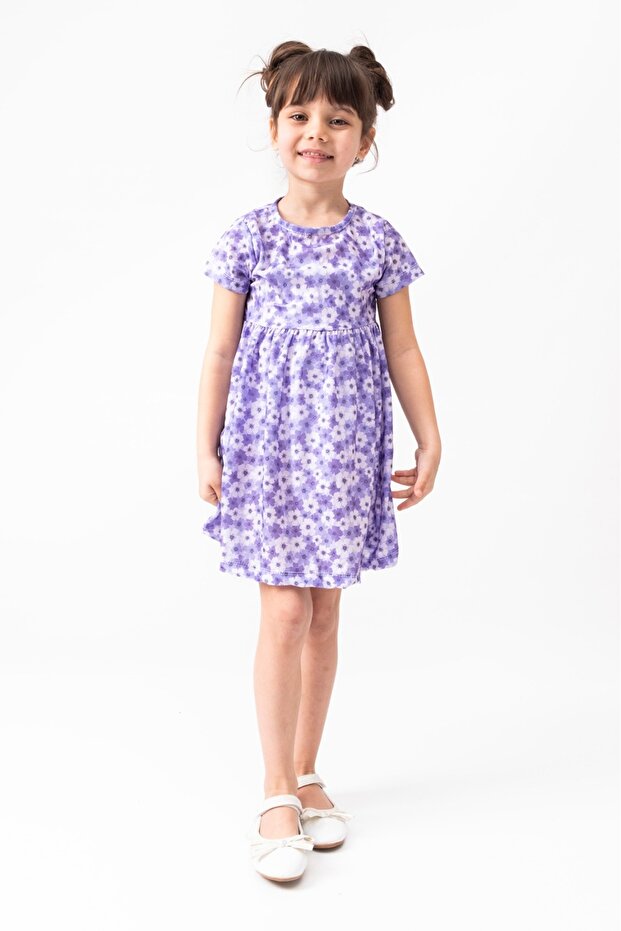 Summer Short Sleeve Floral Printed Girl's Dress