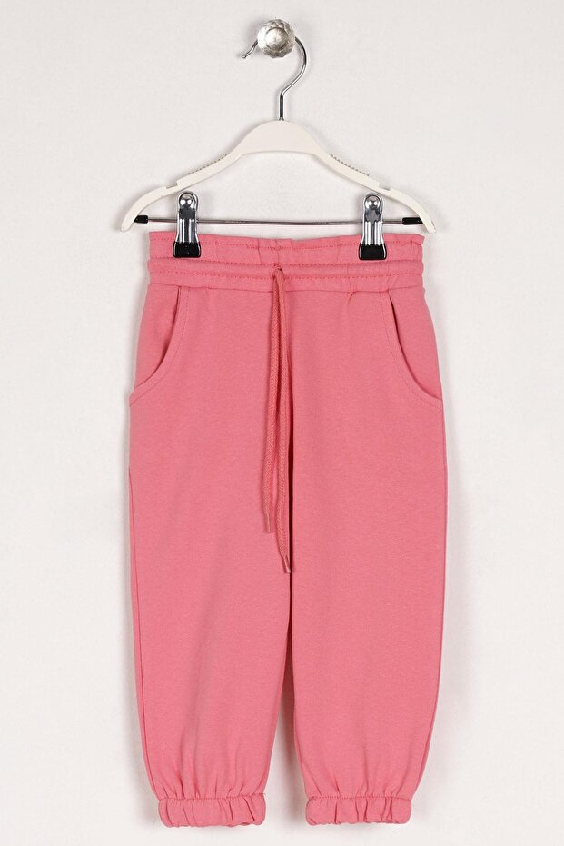 Pink Color Girl's Tracksuit Single Bottom with Rubber Legs