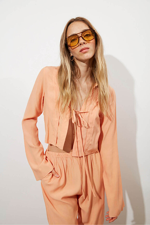 Tensel Bağlamalı Bluz - 1