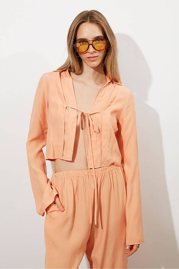 Tensel Bağlamalı Bluz - 3