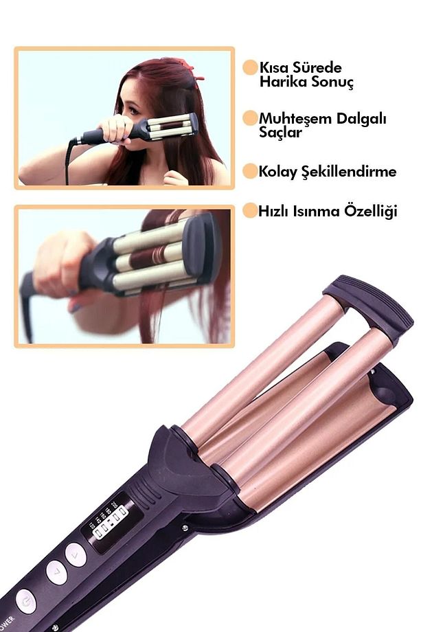 Dp-13 Saç Şekillendirici Seramik Kaplı Su Dalga Maşası - 3