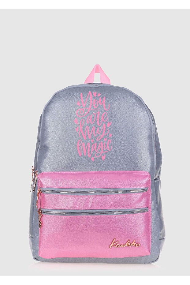 حقيبة ظهر رمادية اللون K1569 باللون الرمادي اللامع - 1