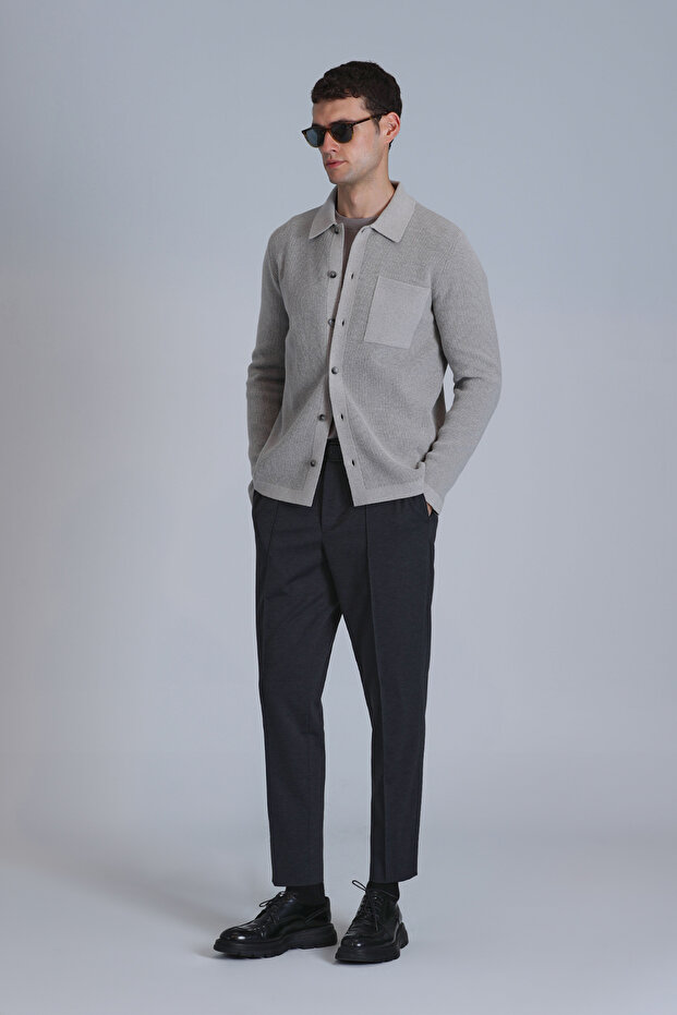 Solıd Erkek Hırka Vizon - 4