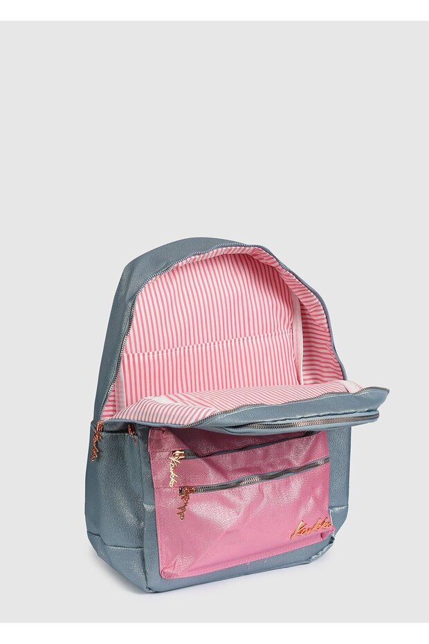 حقيبة ظهر رمادية اللون K1569 باللون الرمادي اللامع - 4