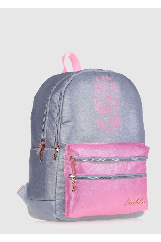 حقيبة ظهر رمادية اللون K1569 باللون الرمادي اللامع - 2